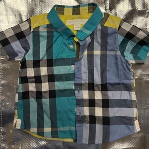 Burberry Boys' Multicolor Plaid Button-Down Shirt - Teal, Blue & Yellow